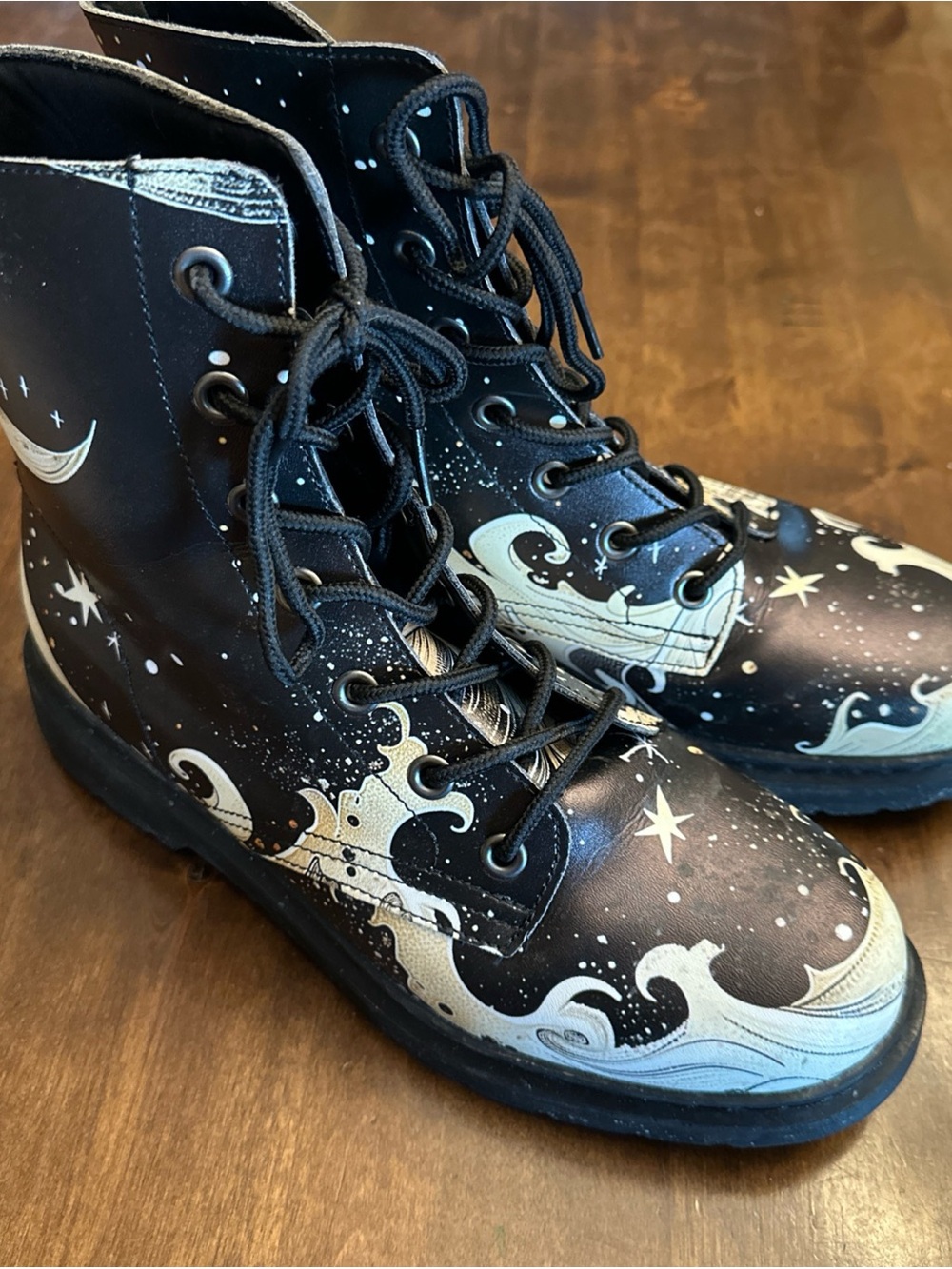 Rogue + Wolf Vegan Black Witchy Fairy Gothic Combat Boots Chunky Lug 8.5
